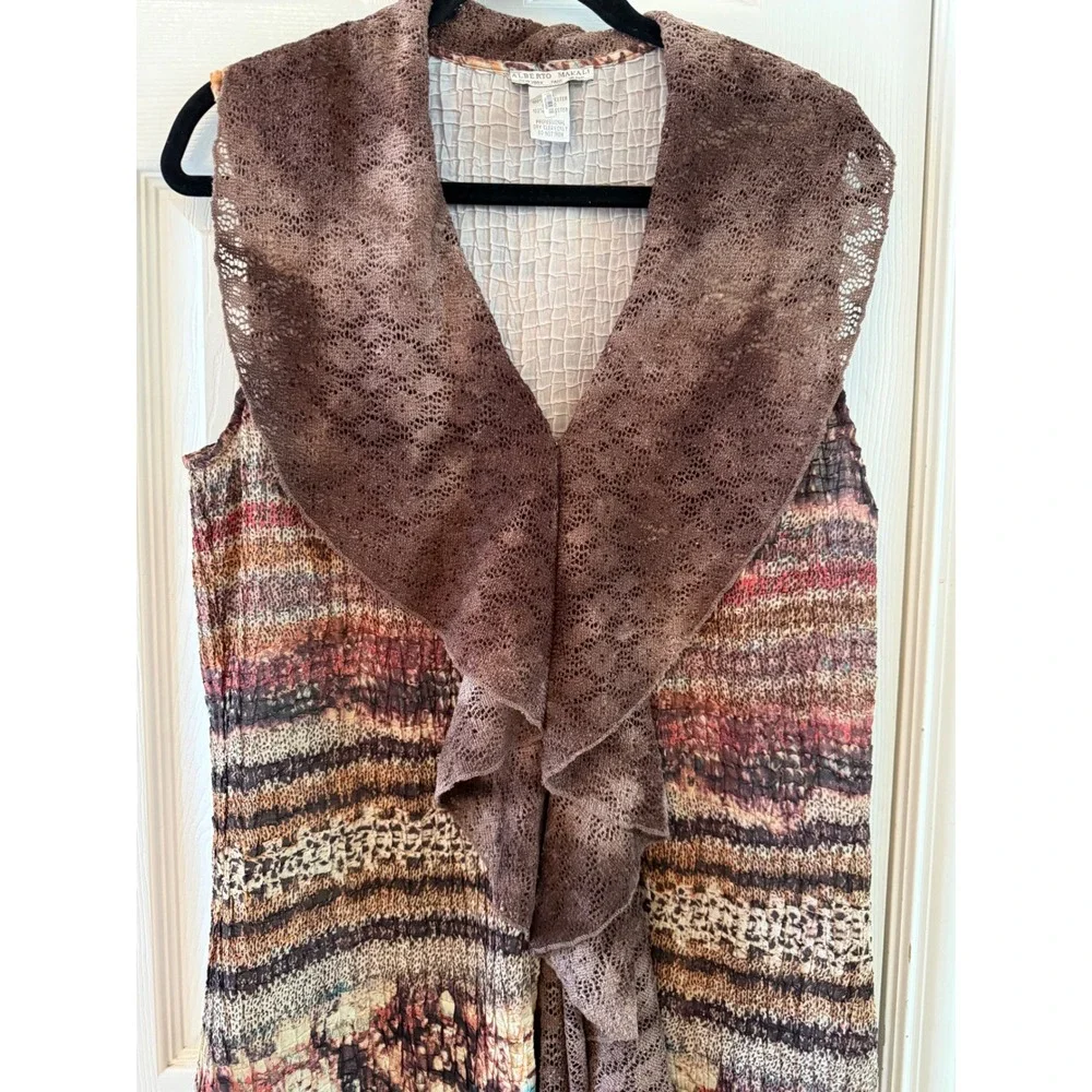 Alberto Makali XL Mixed Media Lace Waterfall Vest Boho Lagenlook Y2K